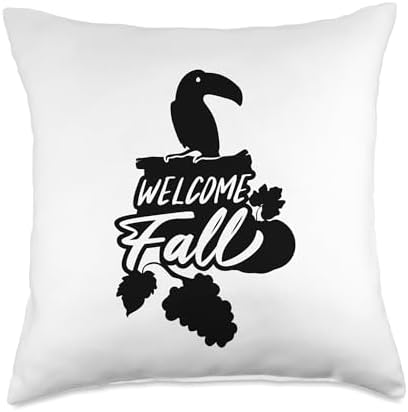 Welcome Fall Seasonal Thanksgiving Autumn Leaves Throw Pillow by Unknown