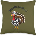 Turkey Moo Funny Thanksgiving Cow Turkey Hybrid Cartoon Meme Throw Pillow by Unknown