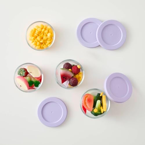 8-Piece Glass Food Storage Containers Set (4 Containers + 4 BPA-Free Lids) | 1-Cup, Leakproof | Microwave, Freezer, Oven & Dishwasher Safe | Ideal for Meal Prep & Pantry Organization, Purple