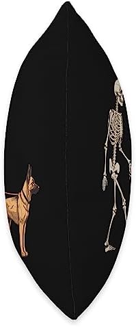 Funny German Shepherd Skeleton Dog Walking Halloween Throw Pillow