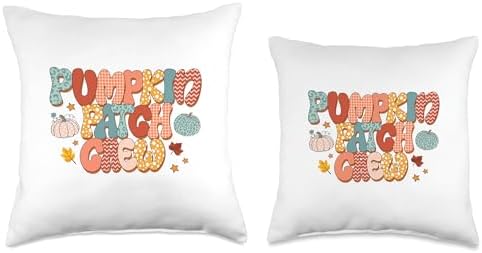 Funny Thanksgiving Fall Season Apparel Retro Groovy Pumpkin Patch Crew Thanksgiving Fall Autumn Throw Pillow, 18x18, Multicolor - Image 3