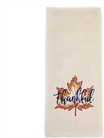 SKL Home Fall/Thanksgiving Thankful Leaf Hand Towel Set-2pc, Natural - Image 3