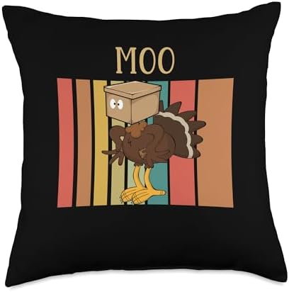 Funny Thanksgiving Turkey Cow Turkey Moo Fake Cow Moo Thanksgiving Turkey Funny Fake Cow Throw Pillow, 18x18, Multicolor by Unknown