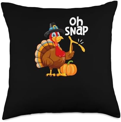 Pilgrim Costume Turkey Meat Thanksgiving Shirt Oh Snap Funny Thanksgiving Day Dinner Turkey Party Pilgrim Throw Pillow, 18x18, Multicolor by Unknown