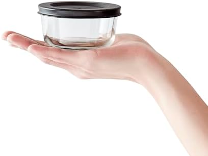 8-Piece Glass Food Storage Containers Set (4 Containers + 4 BPA-Free Lids) | 1-Cup, Leakproof | Microwave, Freezer, Oven & Dishwasher Safe | Ideal for Meal Prep & Pantry Organization, Black