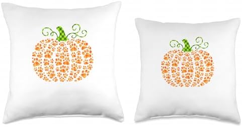 Dog Paws Pumpkin Shape Thanksgiving Dog Owner Lover Farmer Throw Pillow - Image 3