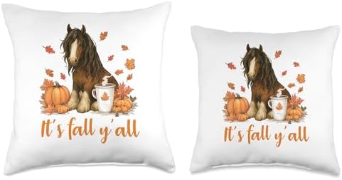 It's Fall Y'all Pumpkin Horse Autumn Thanksgiving Hello Fall Throw Pillow - Image 3