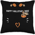 Halloween Christmas: Happy Hallothankmas - Thanksgiving Throw Pillow by Unknown