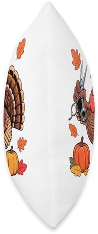Hair Stylist Job Thanksgiving Turkey Fall Leaves Pumpkins Throw Pillow - Image 2