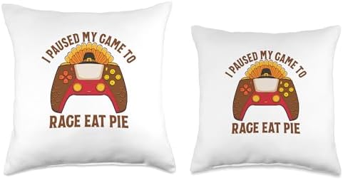 I Paused My Game to Rage Eat Pie Gamer Thanksgiving Throw Pillow - Image 3