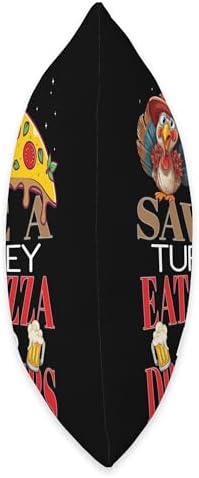 Envision Styles Unique Holiday Designs Save A Turkey Eat Pizza and Drink Beers Vegan Thanksgiving Throw Pillow, 18x18, Multicolor - Image 2