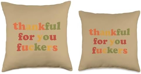 Thanksgiving Funny Thankful for You Fuckers Retro Fall SARC Throw Pillow - Image 3