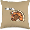 Funny Thanksgiving moo. Turkey Thanksgiving Day Design Throw Pillow by Unknown