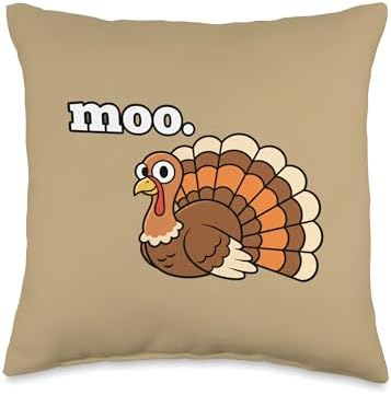 Funny Thanksgiving moo. Turkey Thanksgiving Day Design Throw Pillow by Unknown