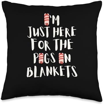 I'm Just Here For The Pigs In Blankets, Thanksgiving Xmas Throw Pillow by Unknown