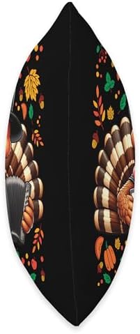 Funny Thanksgiving Turkey with Pilgrim Hat Playing Accordion Throw Pillow - Image 2