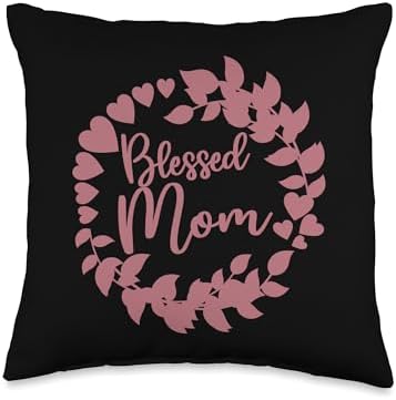 Blessed Mom, Mother's Day, Thanksgiving Thankful Mama Mother Throw Pillow by Unknown
