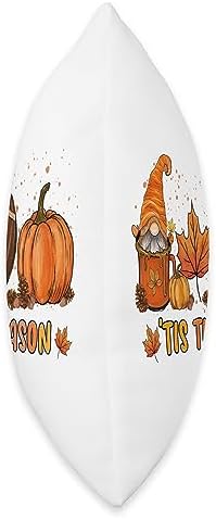Autumn Thanksgiving Pumpkin Spice Gnome Tis The Season Pumpkin Fall Leaf Spice Latte Football Throw Pillow, 16x16, Multicolor - Image 2