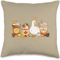 Duck Coffee Pumpkin Spice Farm Animal Fall Thanksgiving Throw Pillow by Unknown