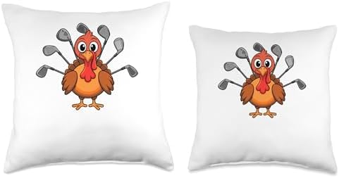 Thanksgiving Turkey Golf Clubs Golfing Golfer Throw Pillow - Image 3