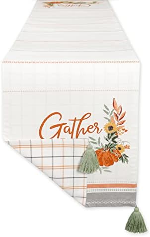 DII Autumn Afternoon Farmhouse Kitchen Thanksgiving & Fall Décor for Home, Reversible Table Runner, 14x72, Harvest Check by DII