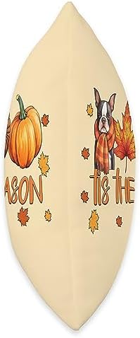Tis The Season Boston Terrier Dog Fall Thanksgiving Throw Pillow - Image 2