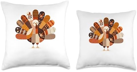 Fall Turkey Patchwork Holiday Quilted Turkey Thanksgiving Throw Pillow - Image 3