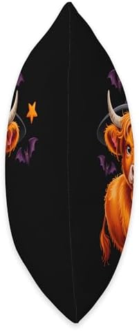 Retro Halloween Highland Cow Pumpkin Fall Cow Thanksgiving Throw Pillow - Image 2