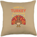 Mom Thanksgiving Pregnancy Announcement - There is A Turkey Throw Pillow by Unknown