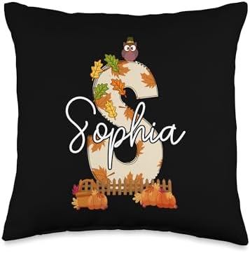 Sophia Thanksgiving Autumn Vibes Fall Kids Toddler Throw Pillow by Unknown