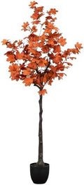 Nearly Natural 5-FT Rustic Autumn Artificial Maple Tree, Faux Fall Décor for Home, Decorations for Fall, Autumn, Thanksgiving, and Halloween with Black Nursery Pot by NearlyNatural