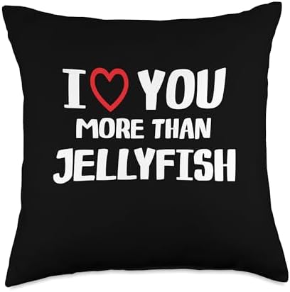 I heart You More than Jellyfish Thanksgiving I Love You More Than Jellyfish Shirt Funny Women Christmas Throw Pillow, 18x18, Multicolor by Unknown