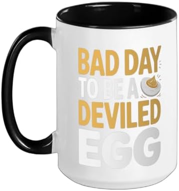 Bad Day To Be A Deviled Egg Funny Thanksgiving Egg Humor Ceramic Mug, Black/White, 15oz by Unknown
