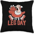 Pilgrim Costume Turkey Meat Thanksgiving Shirt It's Leg Day Funny Workout Turkey Thanksgiving Food Pilgrim Throw Pillow, 16x16, Multicolor by Unknown
