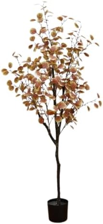 Artificial Eucalyptus Tree in Pot Realistic Fake Fall Plant for Home Office Decor, Thanksgiving Autumn Silk Leaves Faux Tree for Party Decoration by HOME
