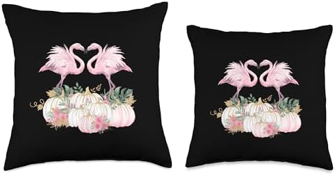 Fall Flamingo Autumn Pumpkin Watercolor Thanksgiving Throw Pillow - Image 3