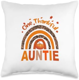 One Thankful Auntie Rainbow Matching Family Thanksgiving Throw Pillow by Unknown
