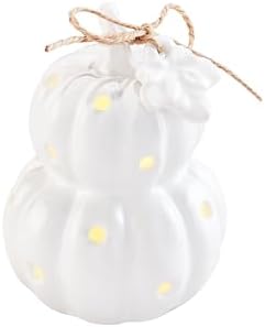 Mud Pie White Pumpkin Light Up Sitter, Fall Decor, 4.5 Inch - Image 2
