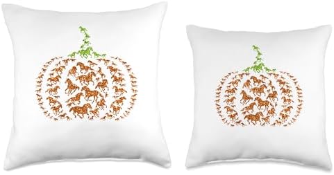 Group Horses Pumpkin Cute Shape Halloween Thanksgiving Throw Pillow - Image 3