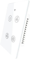 MOES WiFi Smart Ceiling Fan Light Wall Switch, Smart Life/Tuya APP Remote Timer and Counterdown, Compatible with Alexa and Google Home, No Hub Required, Neutral Wire Required,White