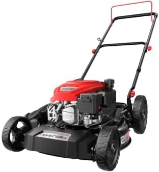 AMERISUN 21” Gas Lawn Mower, 144cc 4-Cycle OHV Walk Behind Push Mower with 2IN1 Mulching & Side Discharge, 6-Position Height Adjustment, Heavy-Duty Steel Deck for Small to Medium Yards