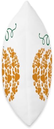 Halloween Pumpkin Dog Cat Paw Print Pet Lover Thanksgiving Throw Pillow - Image 2
