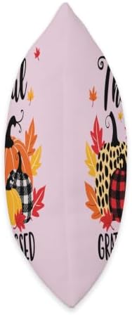 Thankful Grateful Blessed Leopard Plaid Pumpkin Thanksgiving Throw Pillow - Image 2