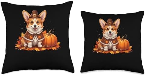 Autumn Pumpkin Fall Season Cute Corgi Thanksgiving Dog Throw Pillow - Image 3