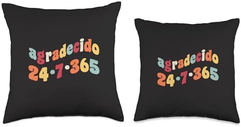 Agradecido 24 7 365 Spanish Thanksgiving Hispanic Grateful Throw Pillow - Image 3