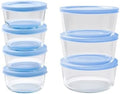 14-Piece Glass Food Storage Containers Set (7 Containers + 7 BPA-Free Lids) | 1-Cup & 4-Cup, Leakproof | Microwave, Freezer, Oven & Dishwasher Safe | Ideal for Meal Prep & Pantry Organization, Blue