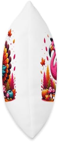 Flamingo Turkey Cute Flamingo Turkey Fall Leaf Thanksgiving Throw Pillow - Image 2