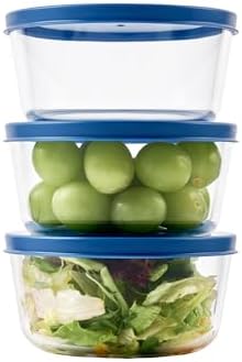 12-Piece Glass Food Storage Containers Set (6 Containers + 6 BPA-Free Lids) | 2-Cup, Leakproof | Microwave, Freezer, Oven & Dishwasher Safe | Ideal for Meal Prep & Pantry Organization, Deep Navy