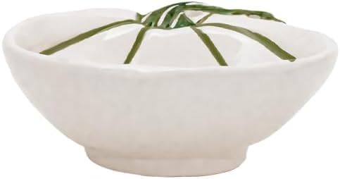Boston International Pumpkin-Shaped Ceramic Bowl Thanksgiving Dinnerware Serving Dish, Largel, White & Green by BostonInternational