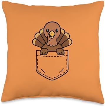 Funny Turkey Pocket Pal Cute Thanksgiving Holiday Throw Pillow by Unknown